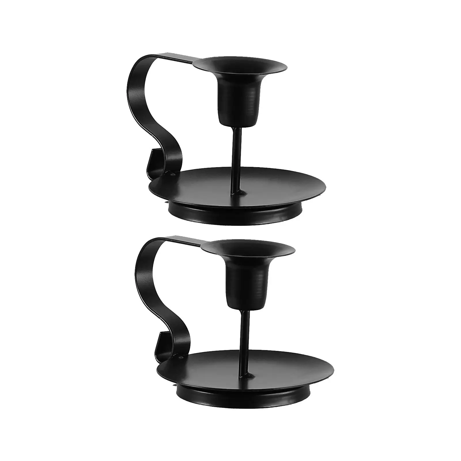 Taper Candle Holders Set of 2 Table Centerpiece Simple Black Candlestick for