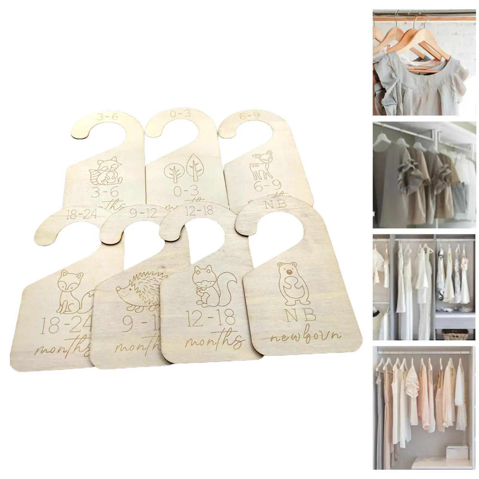7Pcs/Set Hanging Baby Shower Gift Durable Baby Closet Size Divider Baby Nursery Closet Baby Closet Organizer for Newborn Baby