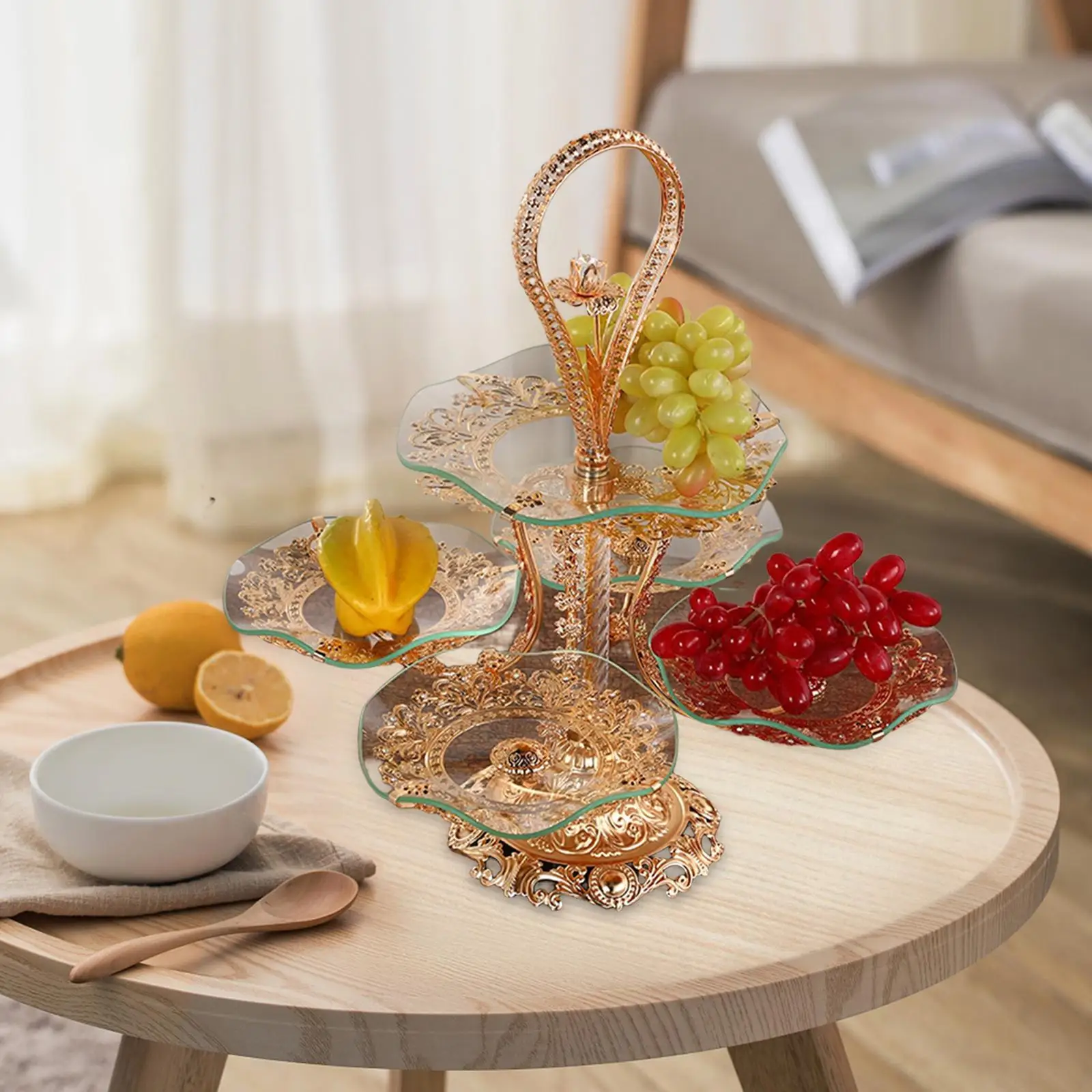 Display Serving Platter Elegant Fruit Storage Serving Tray Metal for Kitchen
