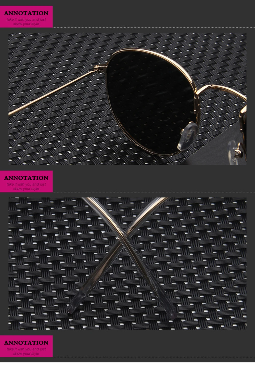 Vintage verspiegelte Sonnenbrille Herren und Damen Retro Sonnenbrille mit Metallrahmen Outdoor-Mode Brillen – Detail 31