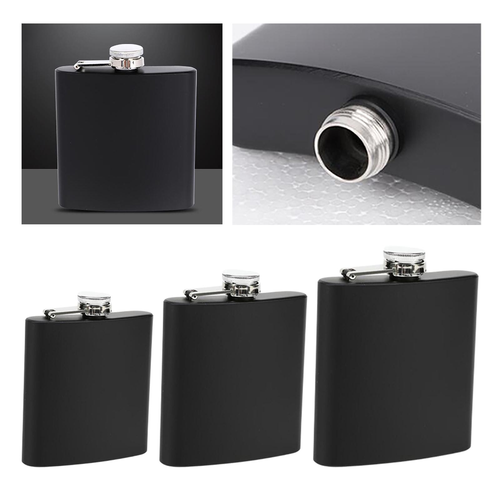 Matte Hip Flask Powder Coated Black Leakproof Sealed U Typed Portable Wine Bottle for Hiking Spirits Alcohol Clear Water Sparkle