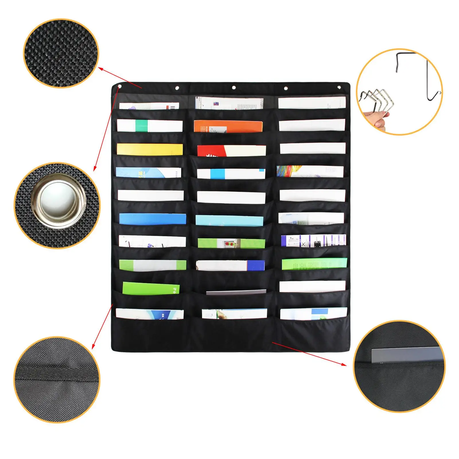 Heavy Duty 30  Hanging File Organizer,  Storage Pocket Charts with Hardware, Great for Classroom, School, Home Or Office Use