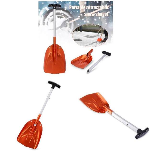 Pelle à Neige Télescopique Aluminium - Pliable Et Portable - Manche Antidérapant Orange