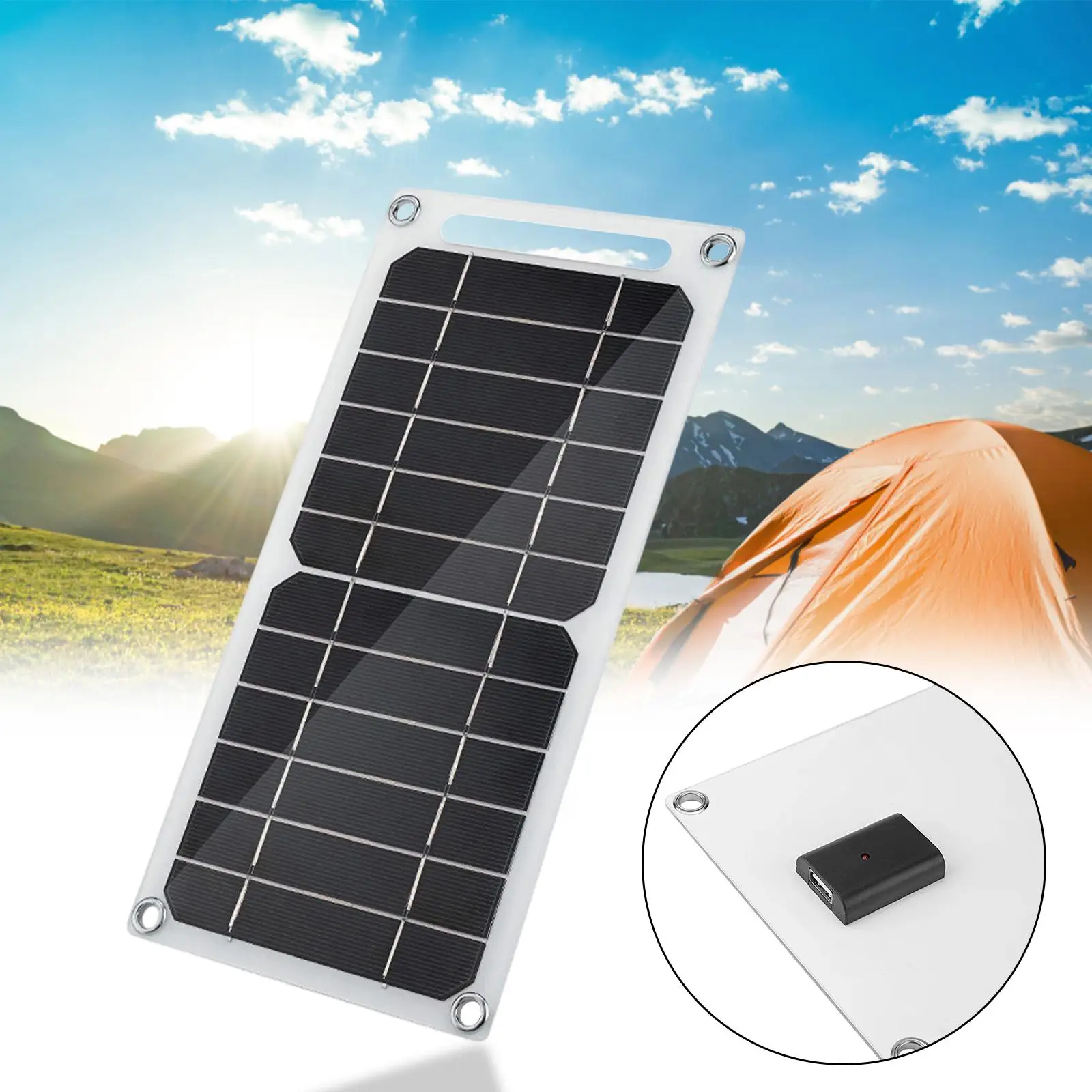 5V 6W Solar Panel Battery Charger USB Port Trickle Charge Monocrystalline for Cell Phone Backpacking Travel Camping Outdoor