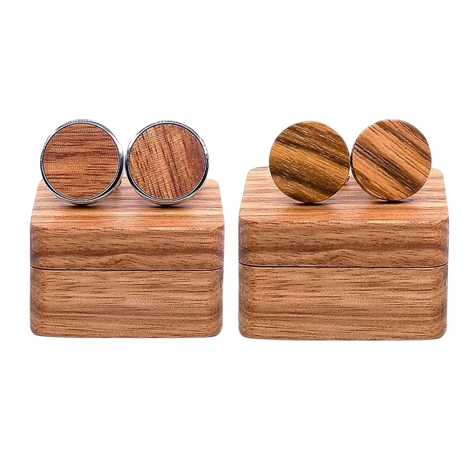 Rustic Cufflinks +Wood Gift Box Handsome Cuff Links for Bussiness Husband Anniversary Birthday Gifts