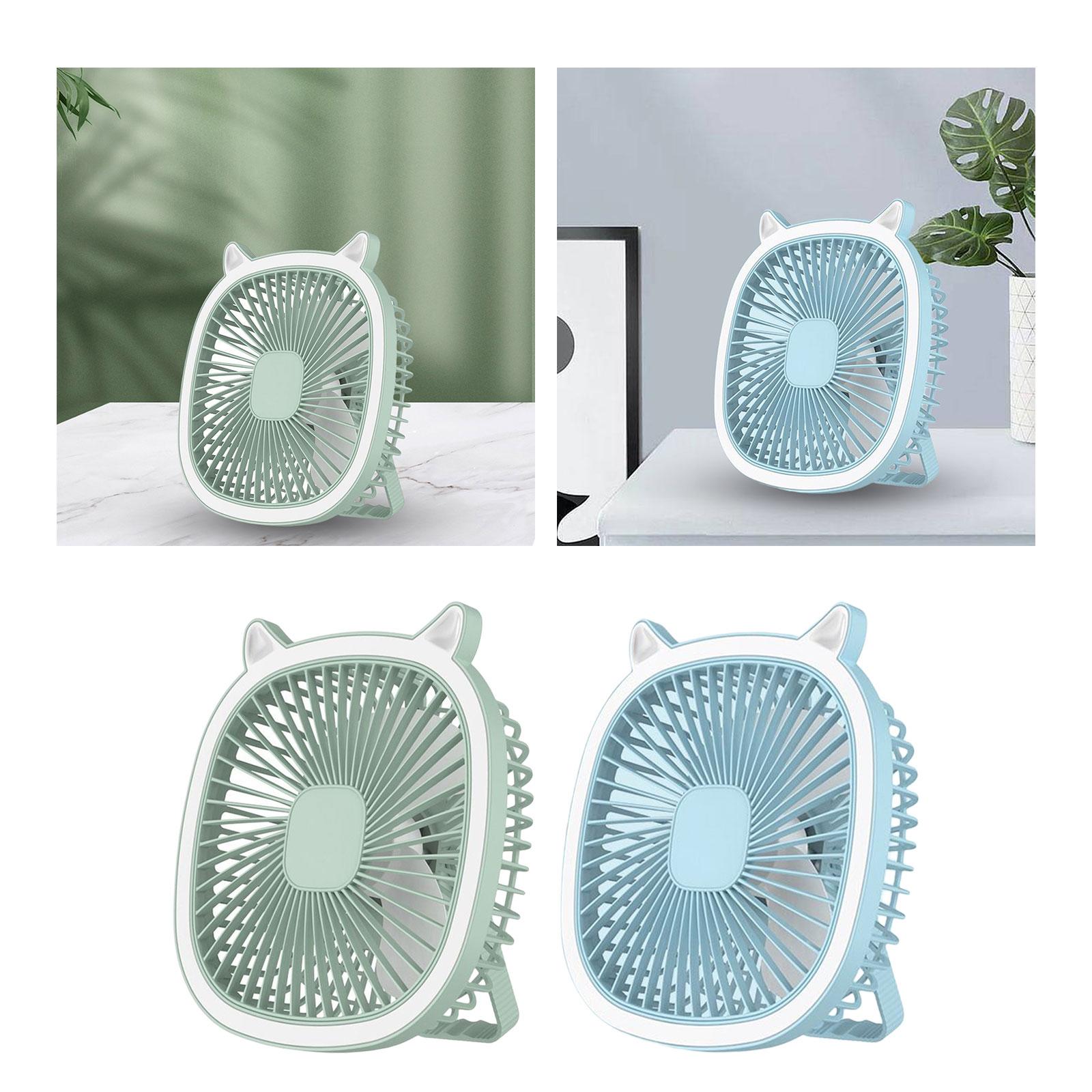 Compact Desk Fan Personal Table Cooling Fan Quiet USB Rechargeable with Lights with Hook Portable for Camping Car Home Office