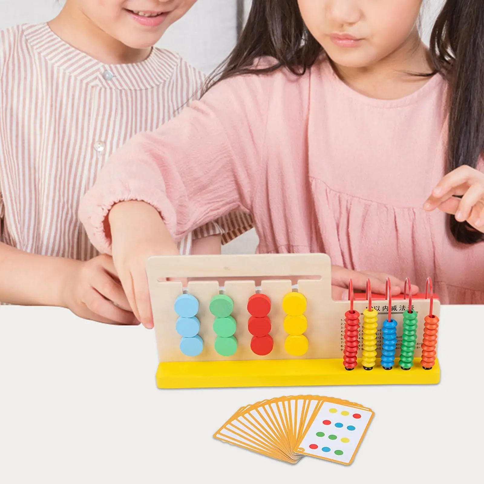 Wood Sliding Puzzle Colorful Bead Frame Abacus Funny Montessori Preschool