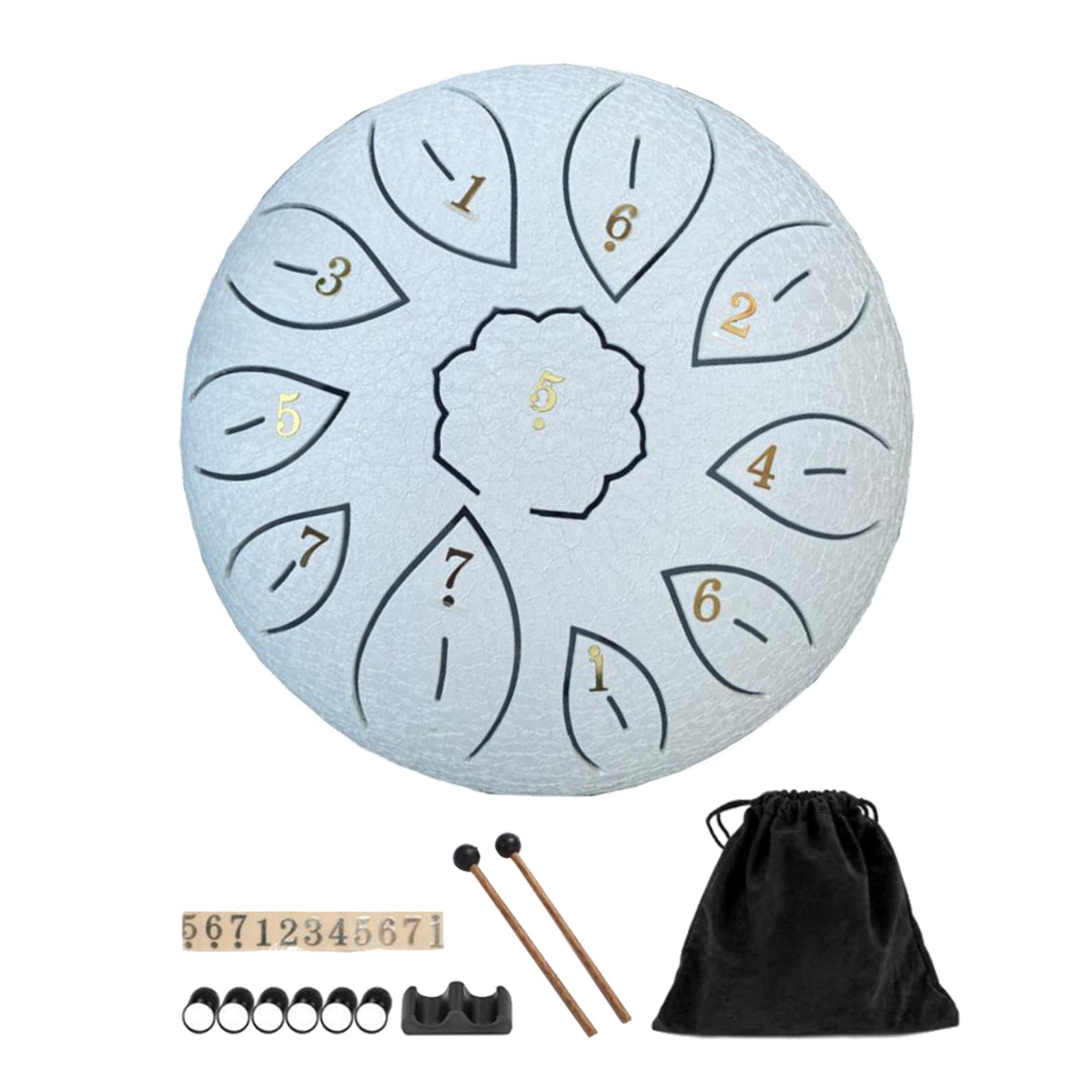 6inch Steel Tongue Drum Handpan with Bag Mallets Percussion Instrument 11 Notes Mini Hand Drum for Meditation Camping Yoga