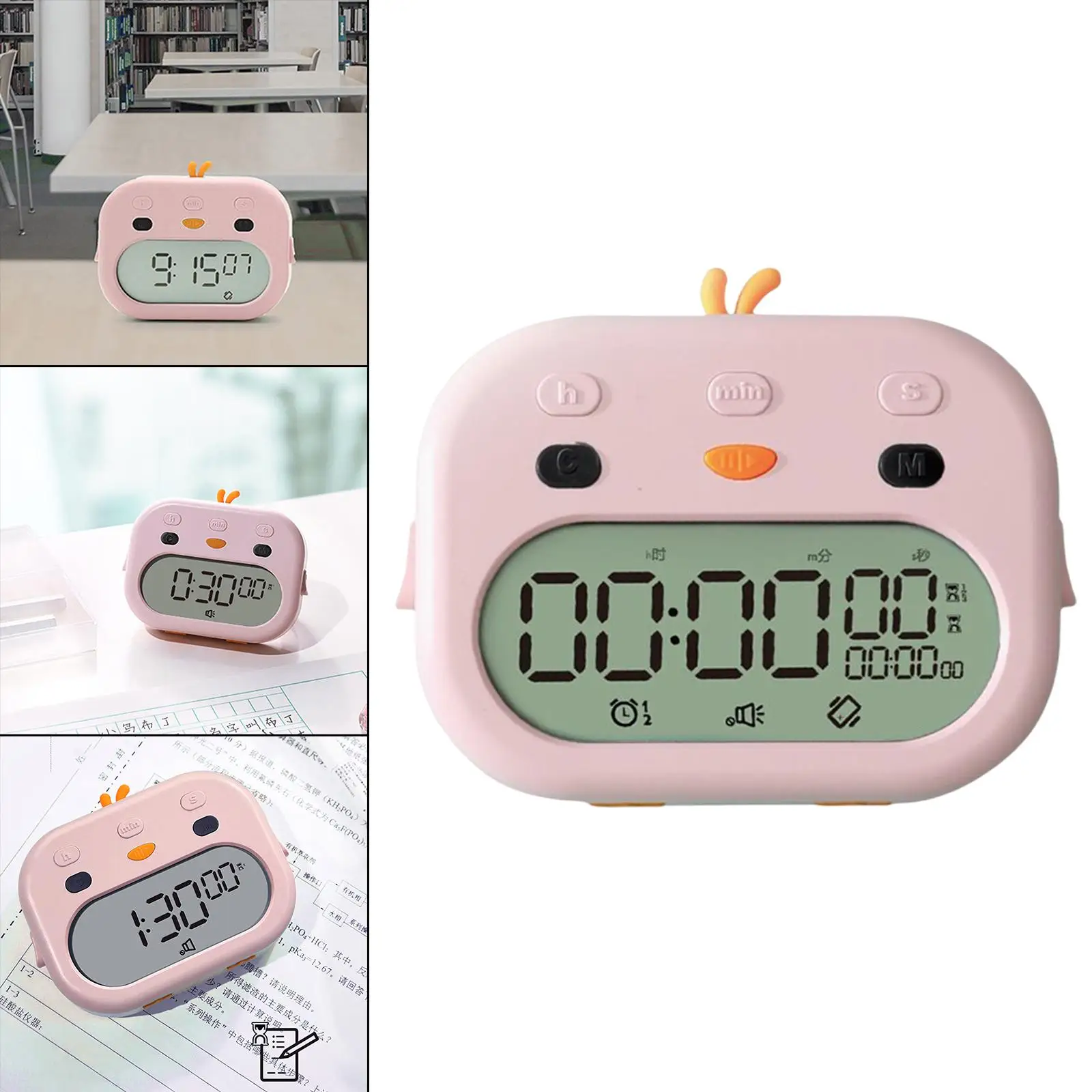 Multifunctional Digital Timer Clock Cute Count up Down with Stand Portable Power Saving Adjustable Loud Alarm for Games Sports