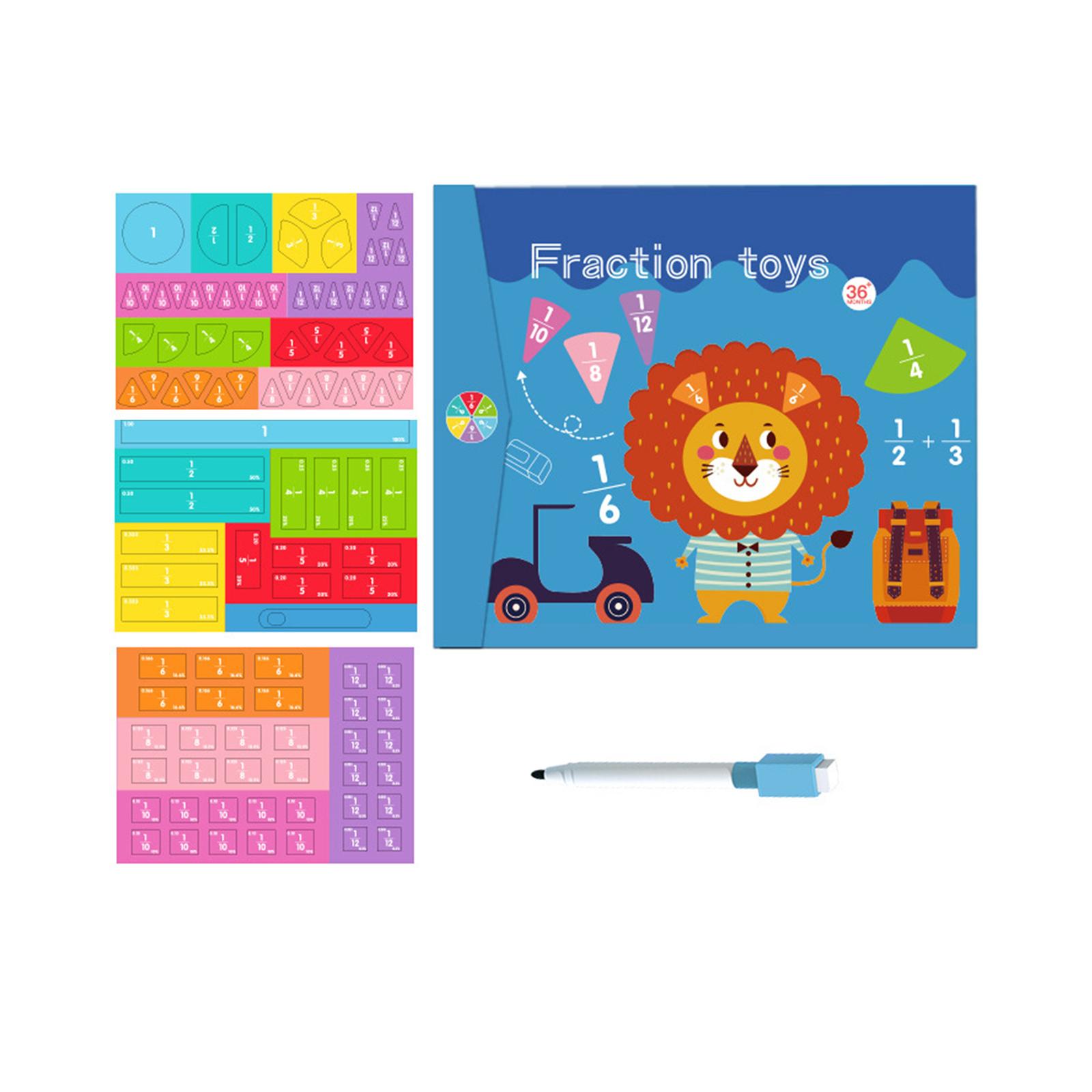 Montessori Fraction Tiles Educational Toy Arithmetic Teaching Aids for Girls Boy