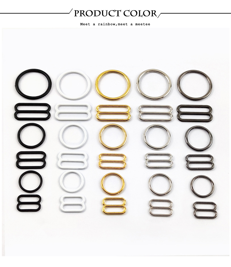 50Set 6-20mm Bra Bikini Buckle Metal Strap Buckles Underwear Sliders O D Rings Clasp Clothes Buttons Hook DIY Sewing Accessories