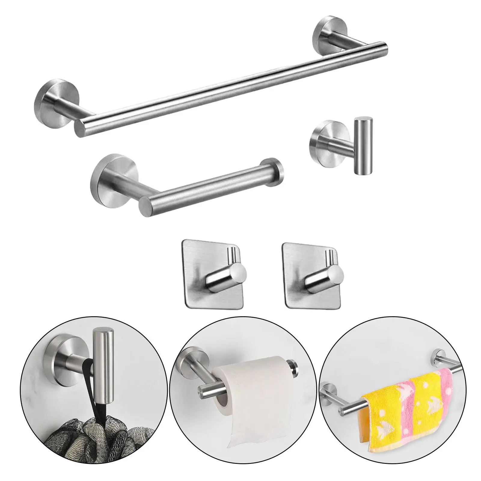 Matte Bathroom Hardware Set Towel Rack Rustproof Wall Mounted Stainless Steel