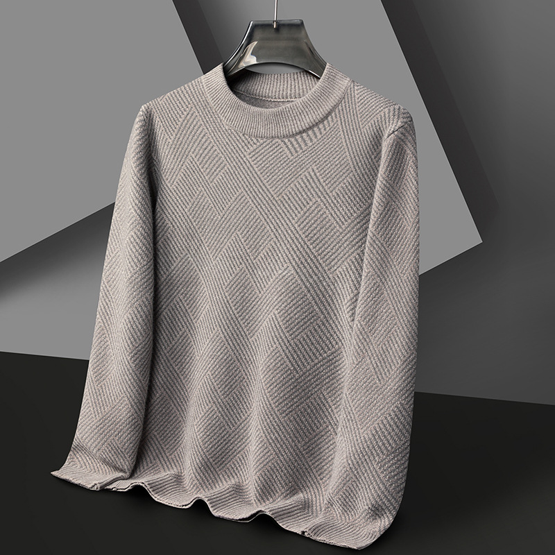 Description Picture 6 of itemMen's Winter Sweater Korean Fashion Underlay Sweaters for Men 2023 New Handsome Casual Mid Collar Warm Mens Clothing