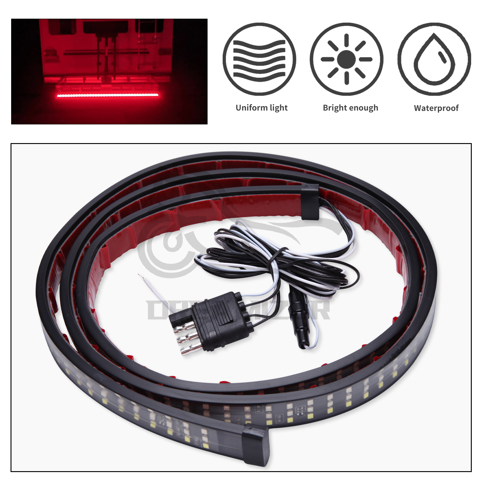 60" Tailgate LED Strip Bar Brake Turn Signal Tail Light LED Brake Light Strip Turn Signal Warning Reverse Light Waterproof
