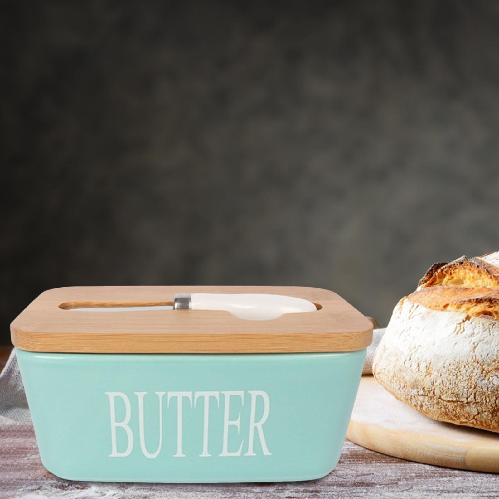 Ceramic Butter Keeper Food Storage Container Rectangle Can Hold Old Cheese, Butter, Dessert for Kitchen