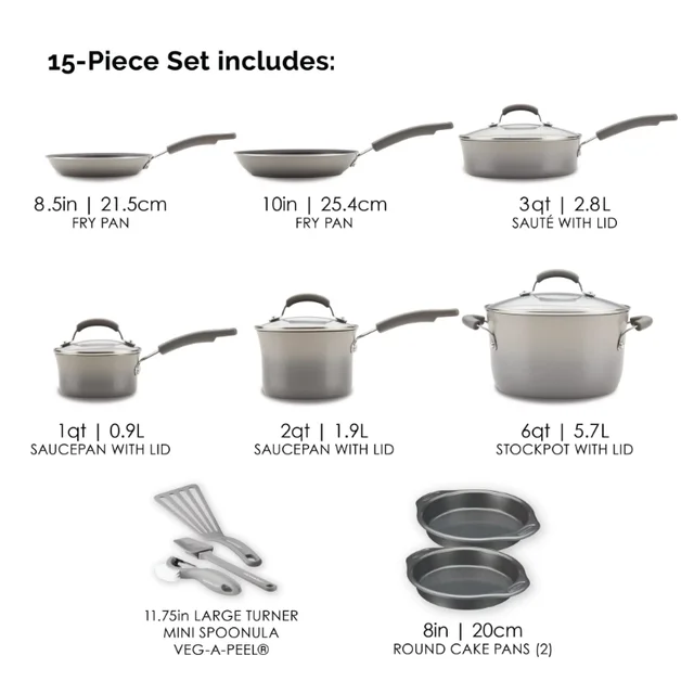  MICHELANGELO Pots and Pans Set 15 Piece, Ultra Nonstick Kitchen  Stone-Derived Coating Cookware Set with Utensil Set: Home & Kitchen