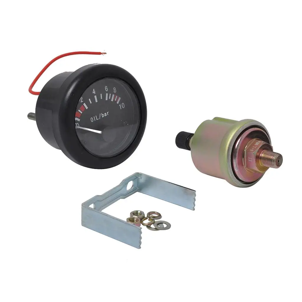 0-10Bar Oil Pressure Gauge Pointer  `` & NPT1/8 Sensor for Boat Marine