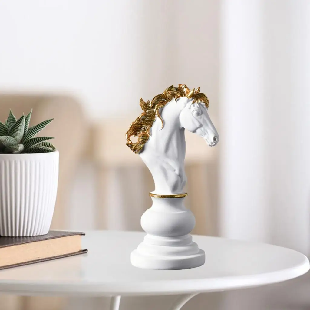 6 x Creative White with Gold Chess Pieces Statue Figurine Furnishing Home Decor Office Decoration