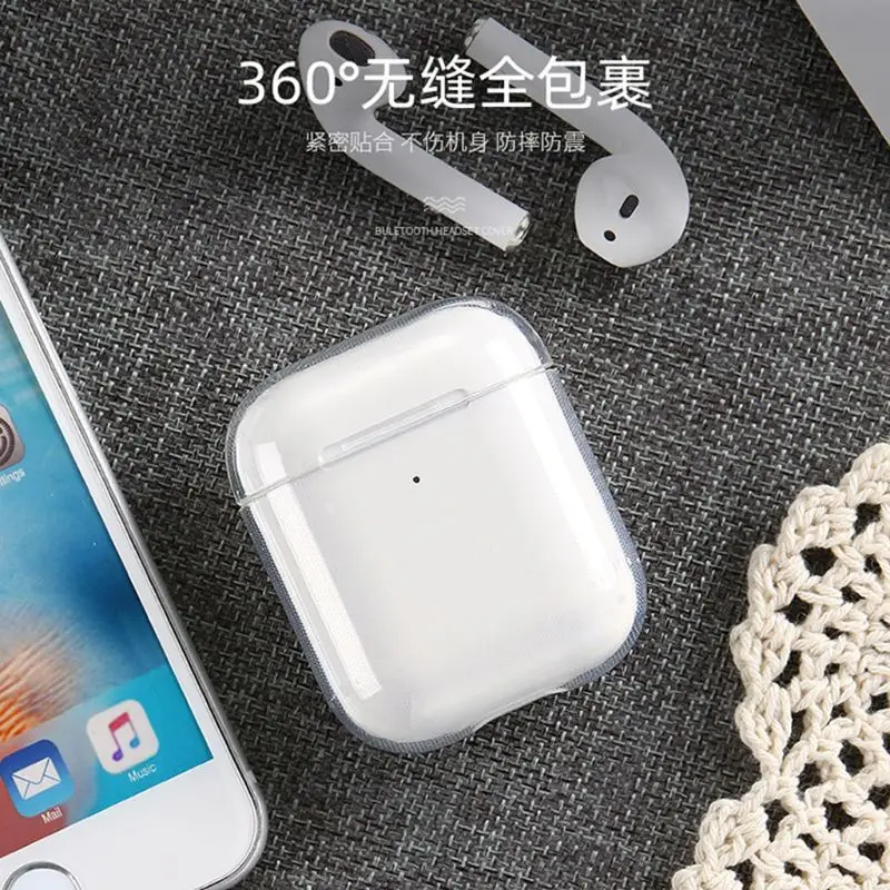 Universal Soft TPU Transparent Cover Earphone Protective Case Clear Skin For AirPods 1 2 Charging Box 67JD