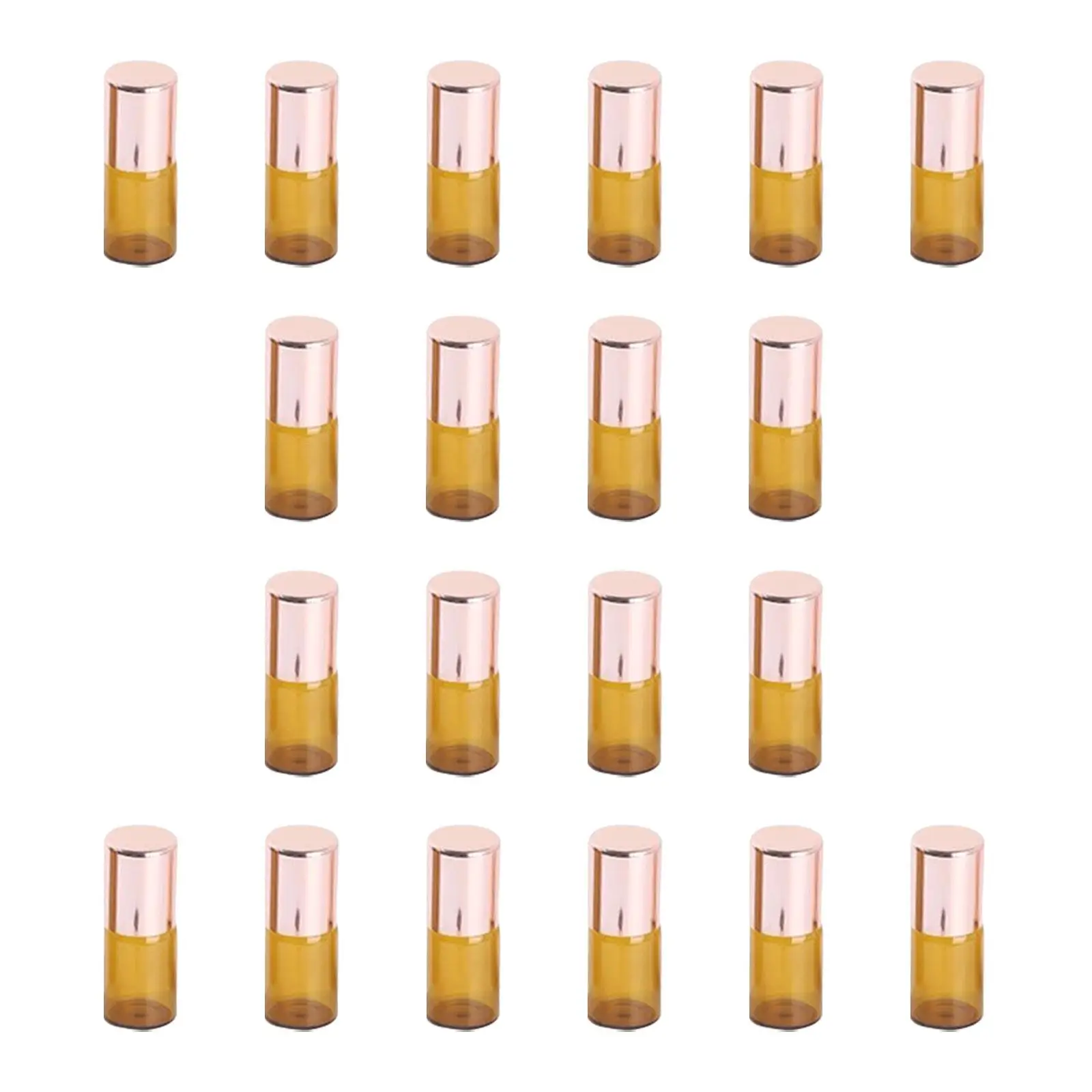 20 Pieces Empty Amber Glass Roller Ball Bottles Storage Jar for Essential Oil Perfumes Lip Balms