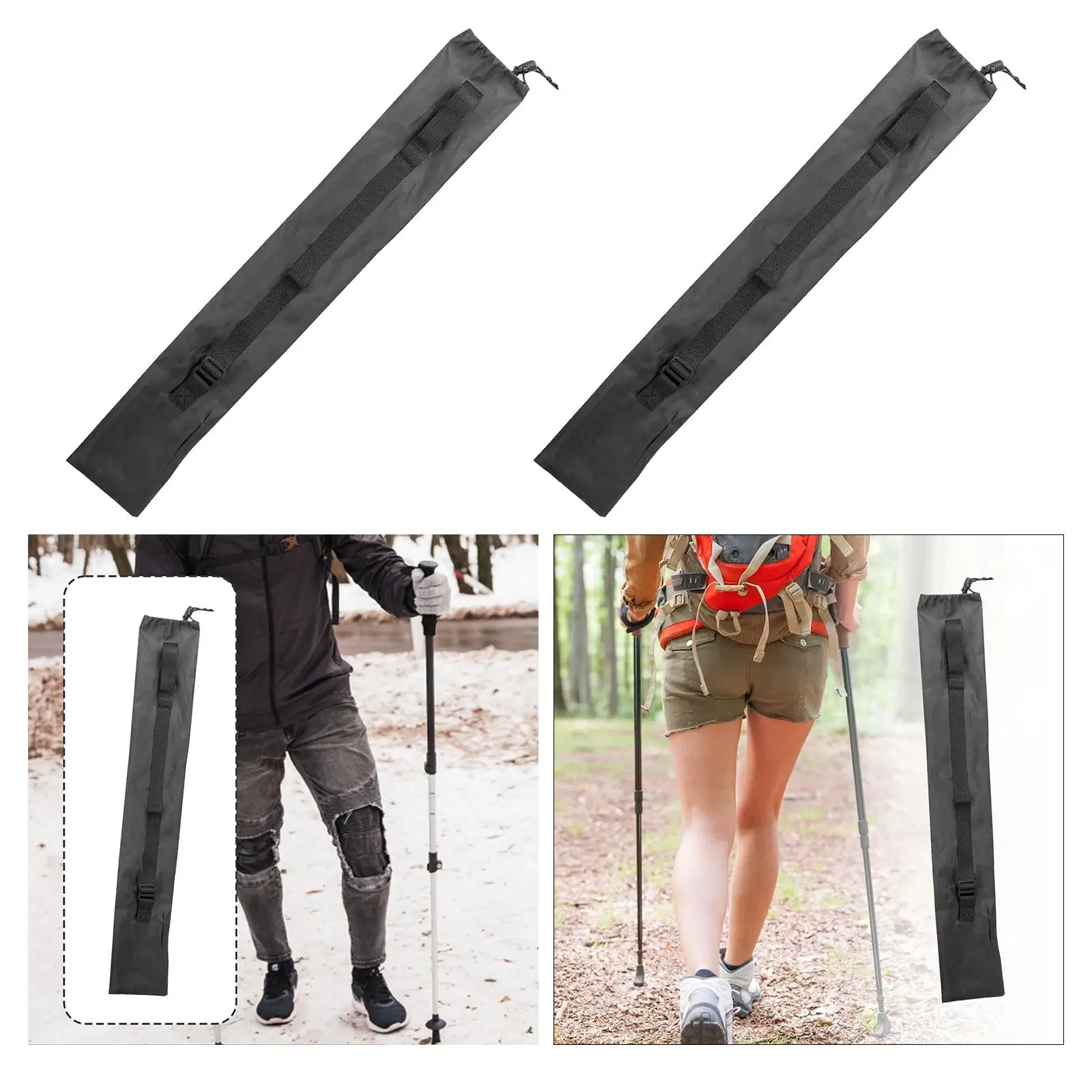 Trekking Pole Carrying Bag Hiking Sticks Bag Drawstring Closure Adjustable Strap Tent Pole Storage Bag Stuff Pouch Shoulder Bag