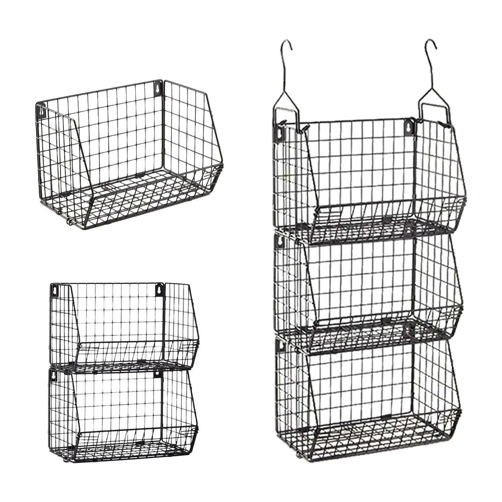 Foldable Closet Organizer Wall Mounted Fruit Basket for Laundry Room Pantry