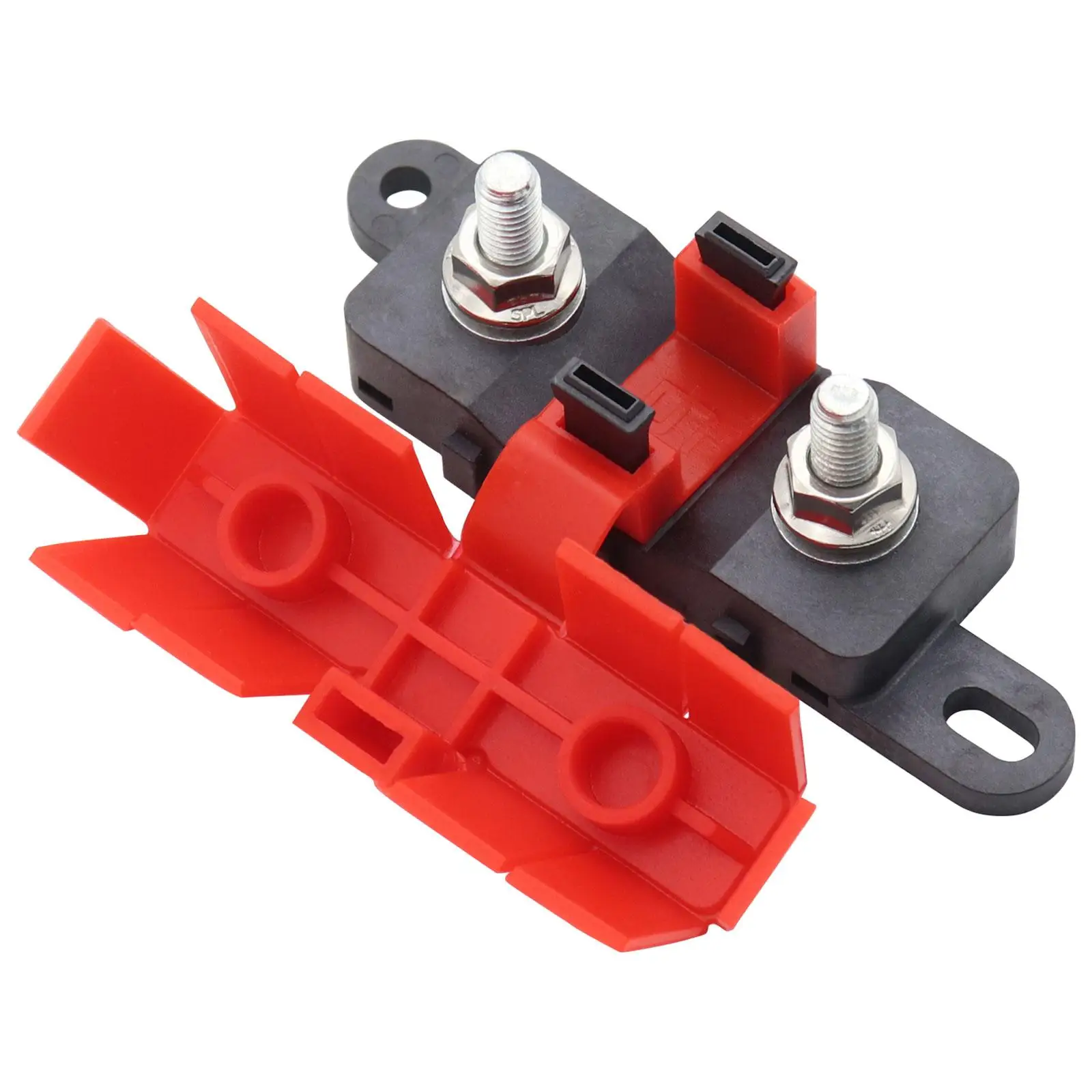 Auto Fuses Holder Accessories with Red Cover 500A 70V DC Fuse Box Screw Down Fuse for Motorhome Car Marine Boat Yacht RV