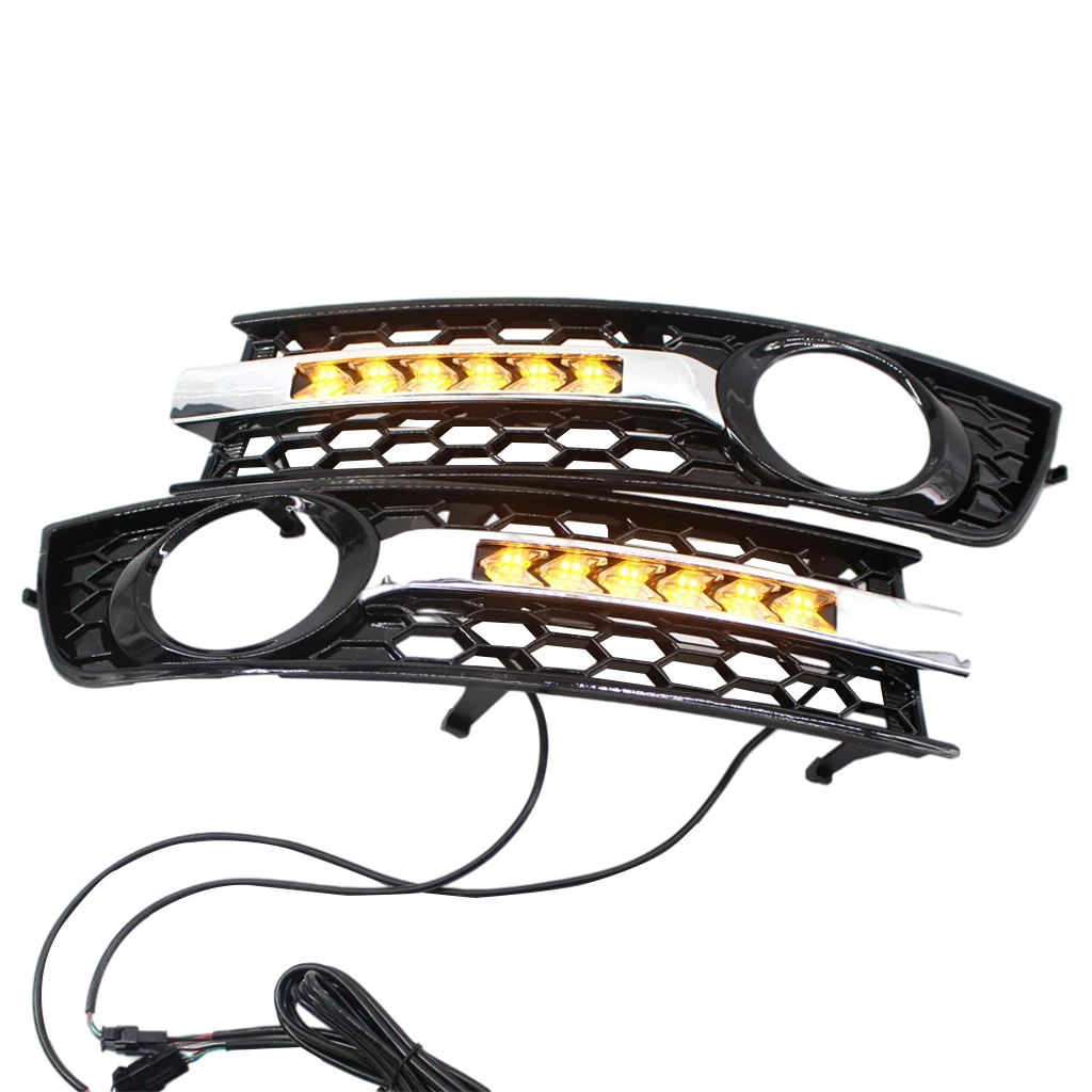 1  Front  Grilles Cover Modified Honeycomb Style   Daytime Running Lights Fits for B6 01-05 A4 2001