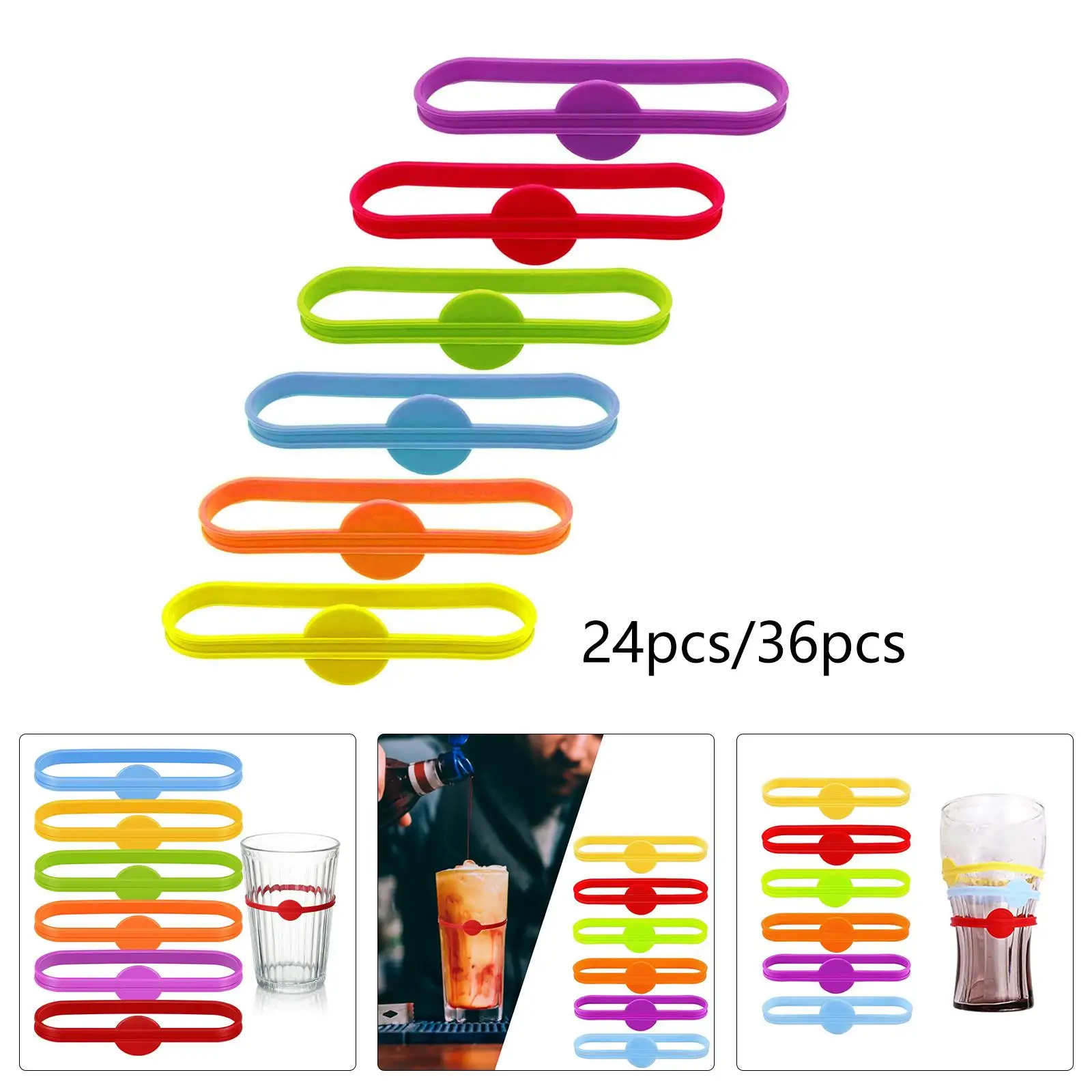 Colorful Wine Glass Marker Belts 24/36 Pcs Personalize Accessory Supplies Tag Identifier Tags for Wine Tasting Party Home Cat