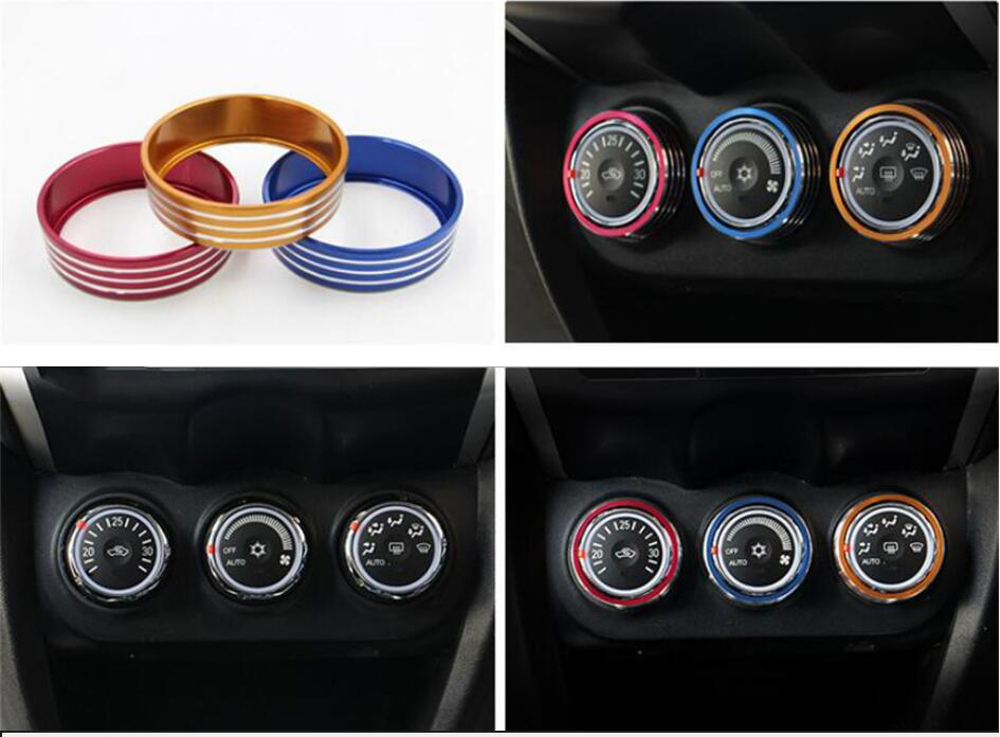 3 stücke Für Mitsubishi ASX Lancer Outlander Sport RVR Auto Zubehör Klimaanlage Wärme Control Schalter AC Knopf Dekorative Ring – Detail 2