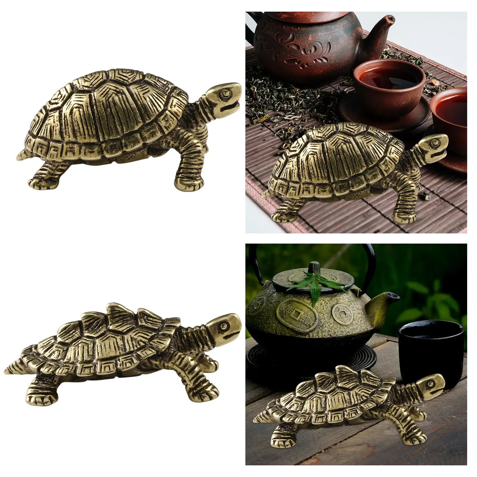 Miniature Turtle Figurine Fairy Garden Props Fish Tank Decoration Turtle Bronze Decoration for Table Home Office Decoration