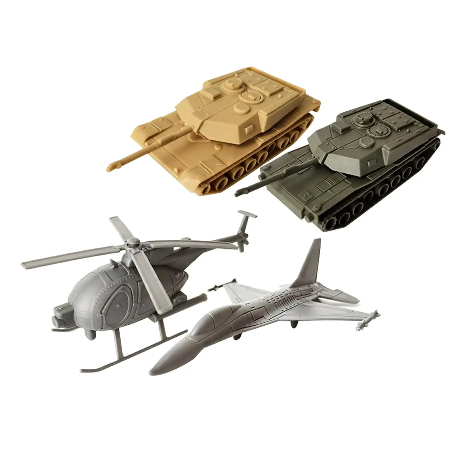 4 Pieces 3D Puzzles Helicopter and Fighter Model Toy Building Kits 4D Modern Tank and Aircraft for Kids Keepsake Tabletop Decor