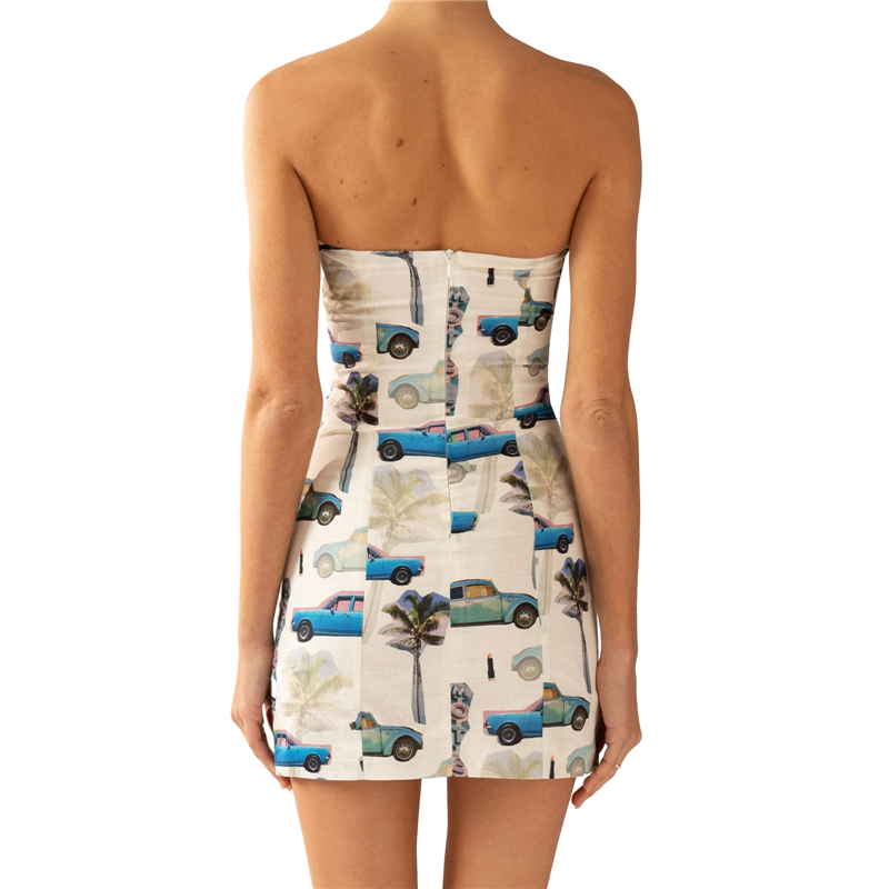 Aesthetic Dress y2k Women Floral Print Off Shoulder Strapless Sleeveless Mini Dress Going Out Party Dresses Clubwear