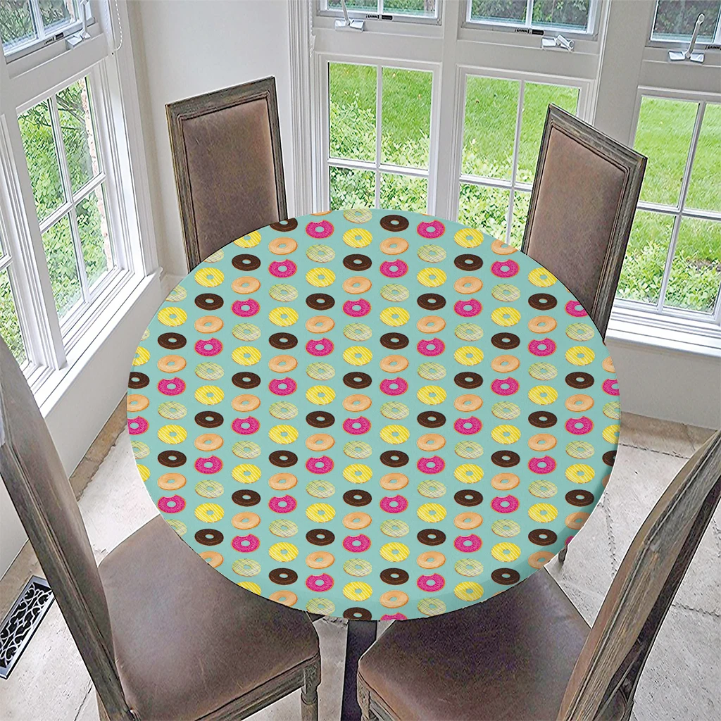 Elastic Edged  Fitted Round Table Cover Tablecloth Fits  to 47- 59-inch Diameter