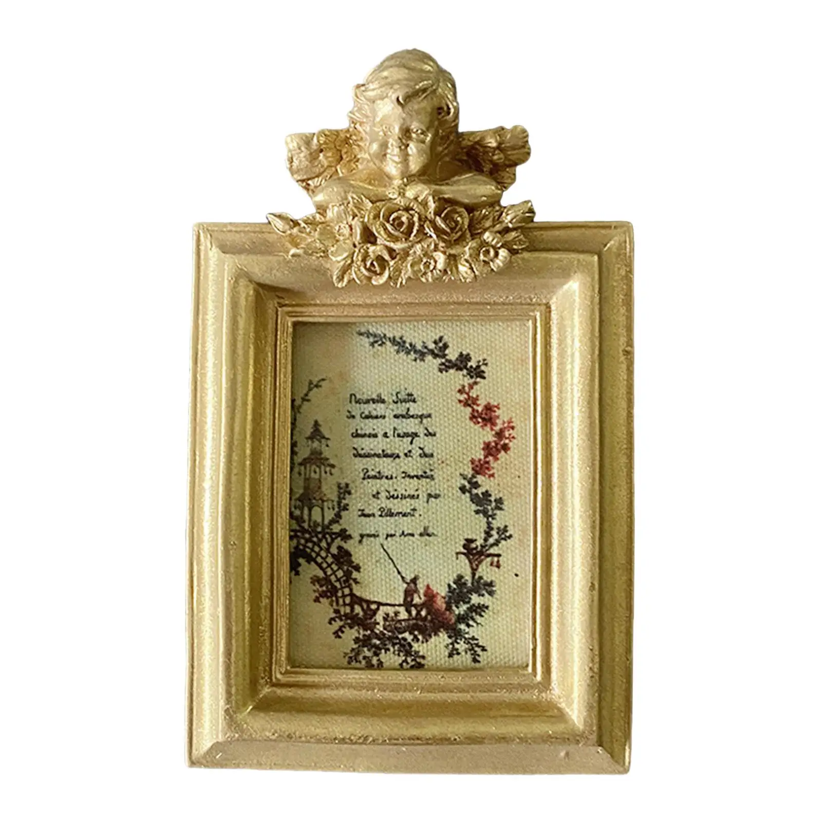 2.5x3.5 Picture Frame Rectangle Gold Edge Frame, Resin Photo Frame, European Style Suitable for Wall or Desktop