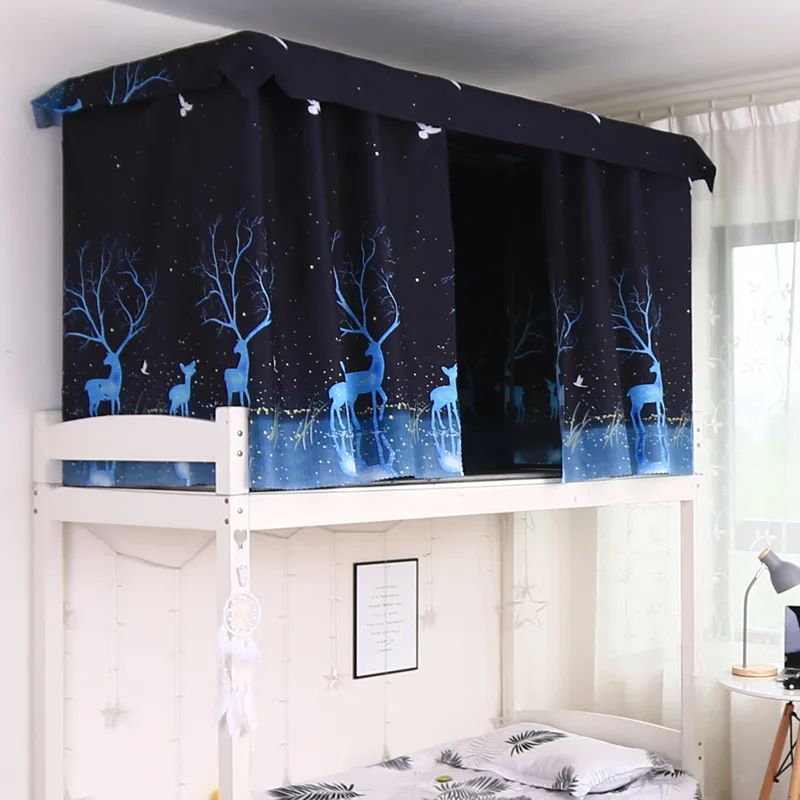 Color 4 2 in 1 Style Kennedy Bunk Bed Curtain Canopy Mosquito Net for Bottom Top Students Dormitory Single Bed Blackout Drapery 