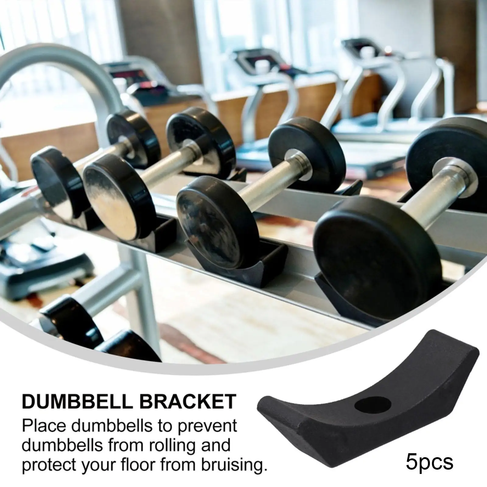 5x Dumbbell Saddles Bracket Dumbbell Holder Dumbbell Cradles Black for