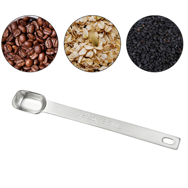 1/2 Teaspoon Silver Measuring Spoon Food Grade Stainless Steel Protein  Kitchen Long Handle Grain Narrow Square Cup Heavy Duty - AliExpress