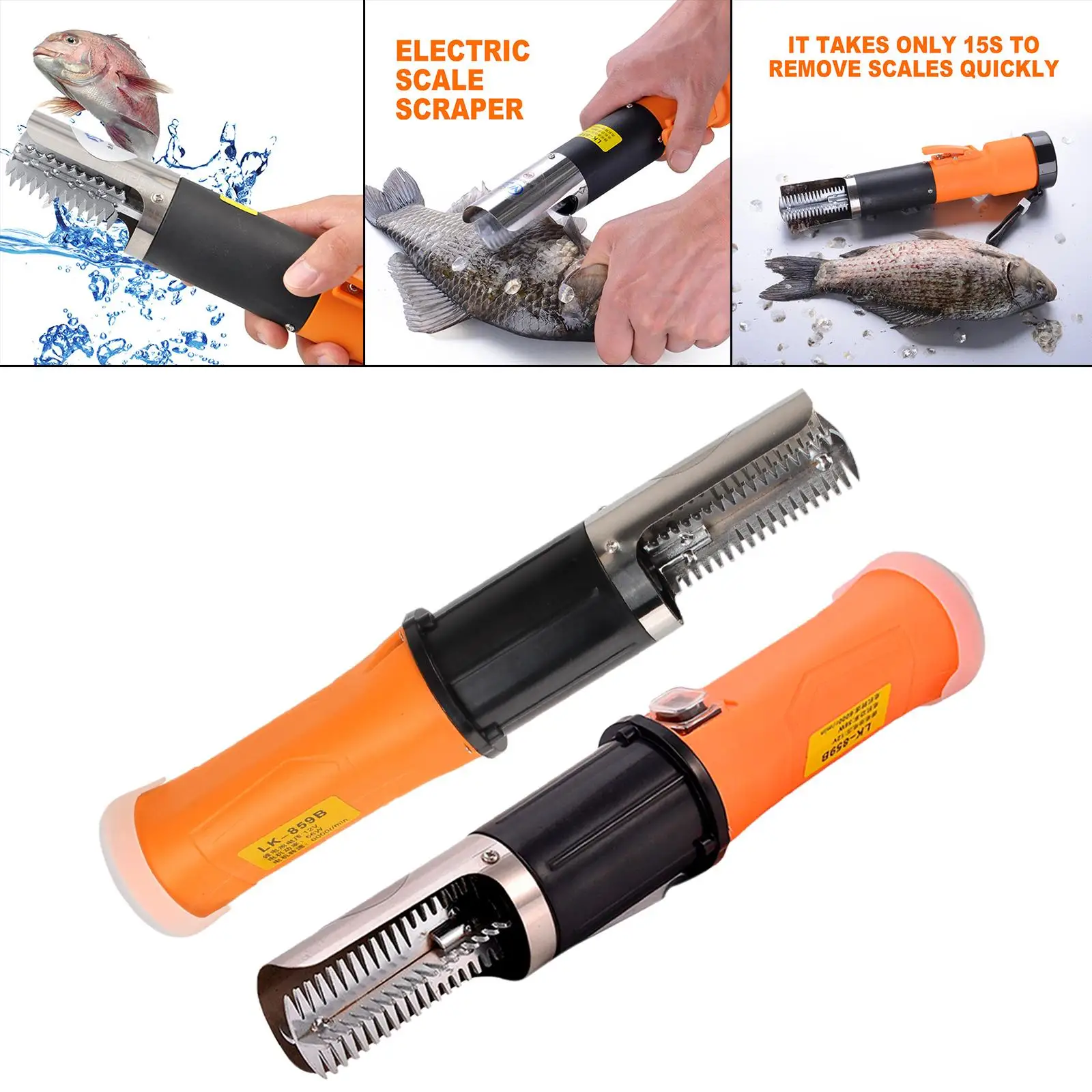 Cordless Fish Scaler 2000mAh Battery Seafood Tools Fish Scaler Remover for Restaurants