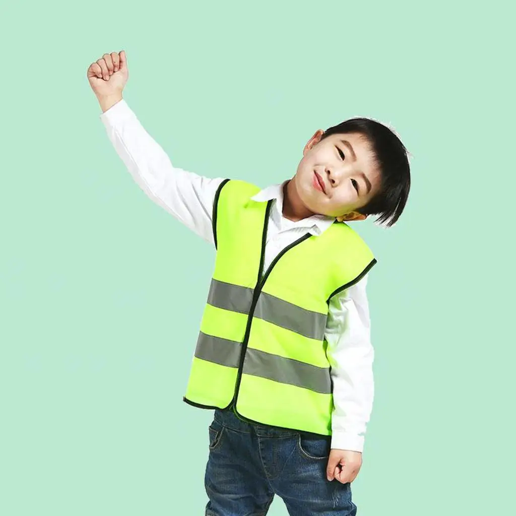Childrens High Visibility Waist Coat Vest Hi Vis Viz Kids Childs Yellow Green