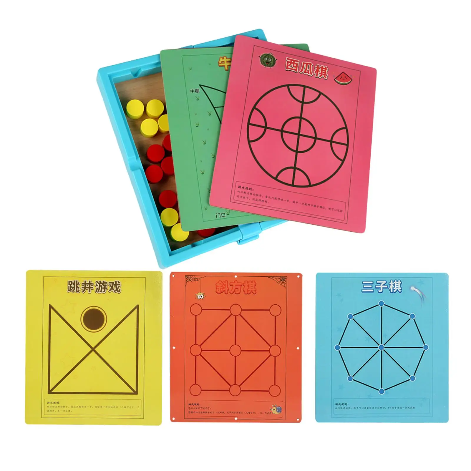 Travel 5 in 1 Board Game Traditional Puzzle Game Thinking Skills Teaching Aid Interactive Game for Preschool Entertainment Home
