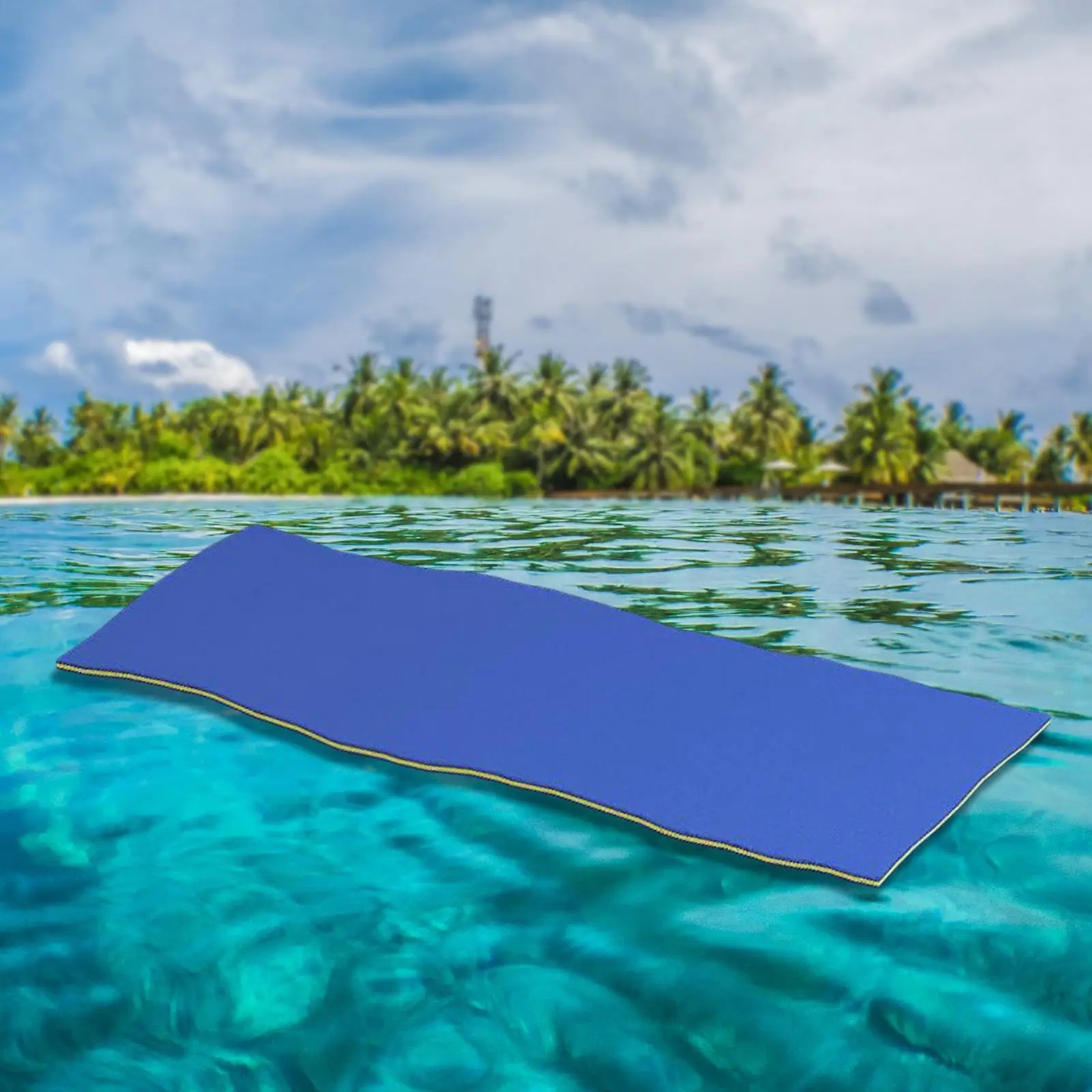 Floating Mat Cushion Pad 70.8x21.7x1.3inch Durable Lightweight Blue Yellow and Blue for Playing, Relaxing, Recreation