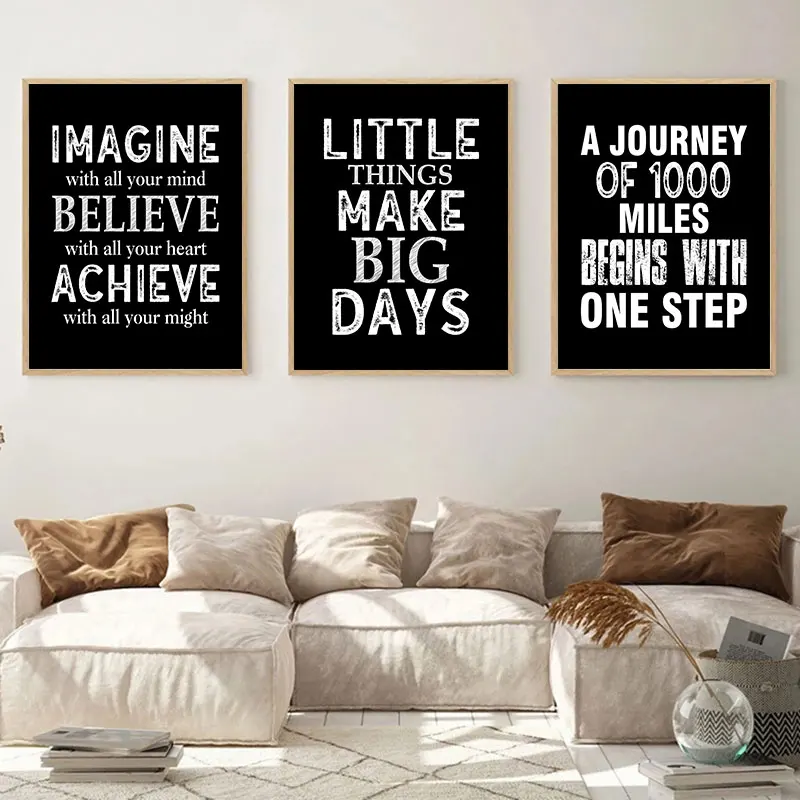 Black Inspiring Quotes Canvas Painting Modern Wall Decorative Poster and Print Living Room Office Art Picture Home Decor