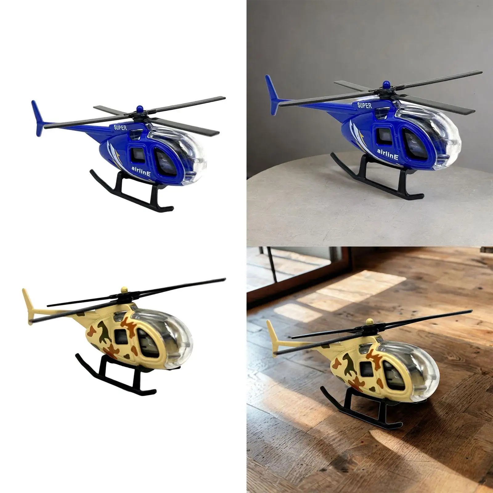 Small Diecast Alloy Helicopter Holiday Present Desktop Decor for Boys 3 4 5 6 7 Year Old Party Favor Airplane Toy Plane Model