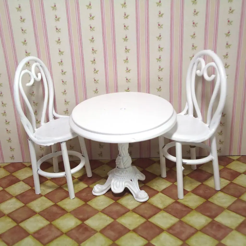 1:12 Dollhouse Miniature Dining Room Furniture  Table W/ 2 Chairs