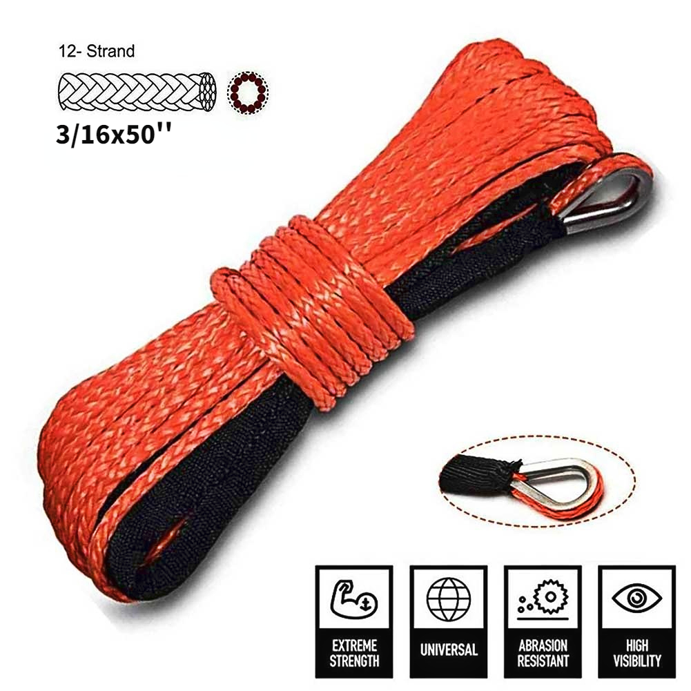 3/16 ''x 50' Abschleppen Seile Synthetische Faser Winde Linie Kabel Seil 7000 + LBs + Mantel Für ATV UTV 5,5mm * 15m Synthetische – Detail 6