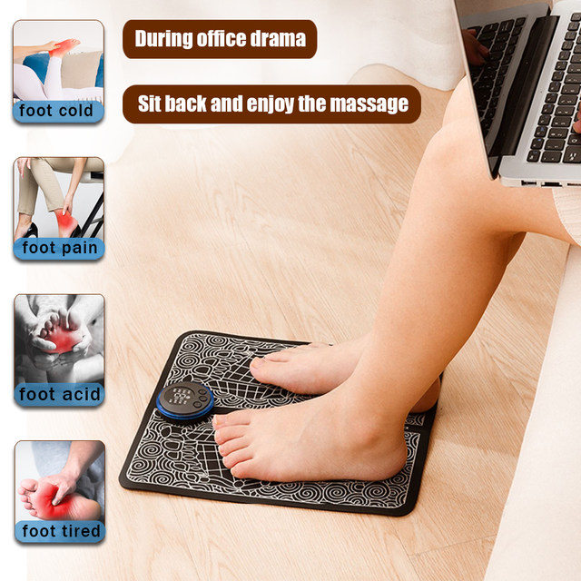 Ems Foot Massager Pad Portable Foldable Massage Mat Pulse Muscle