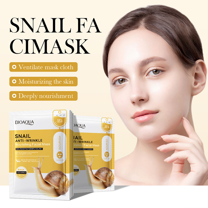 Best of 10pcs BIOAQUA Snail Face Mask Moisturizing Brightening Anti-aging Anti Wrinkle Skincare Facial Masks Face Sheet Mask Skin Care Reviews & Tips - Image 5