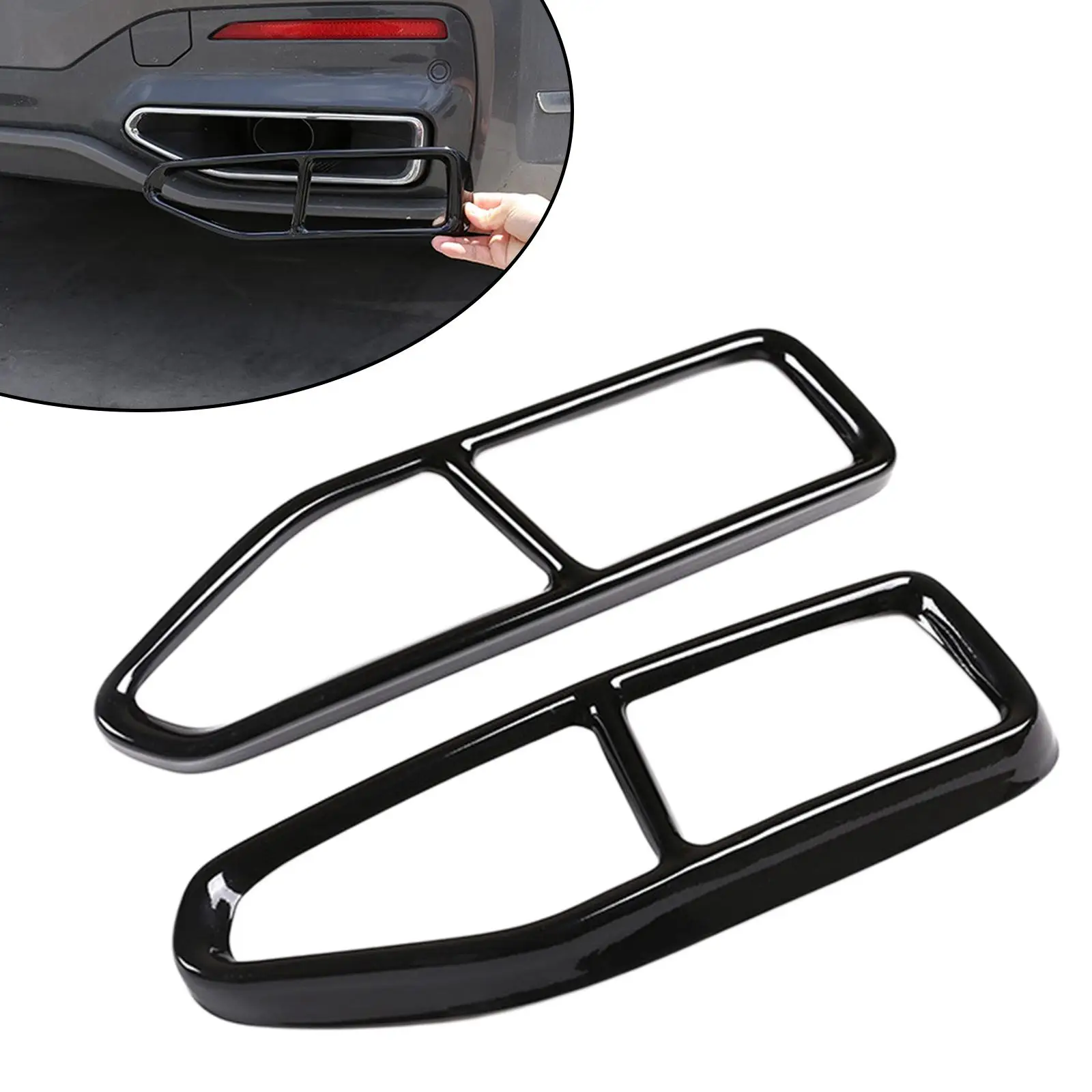 2x Stainless Steel Tailpipe Trim Frame Decoration Cover Rustproof Left Right Exhaust Pipe Output Cover for BMW 7 G11 G12