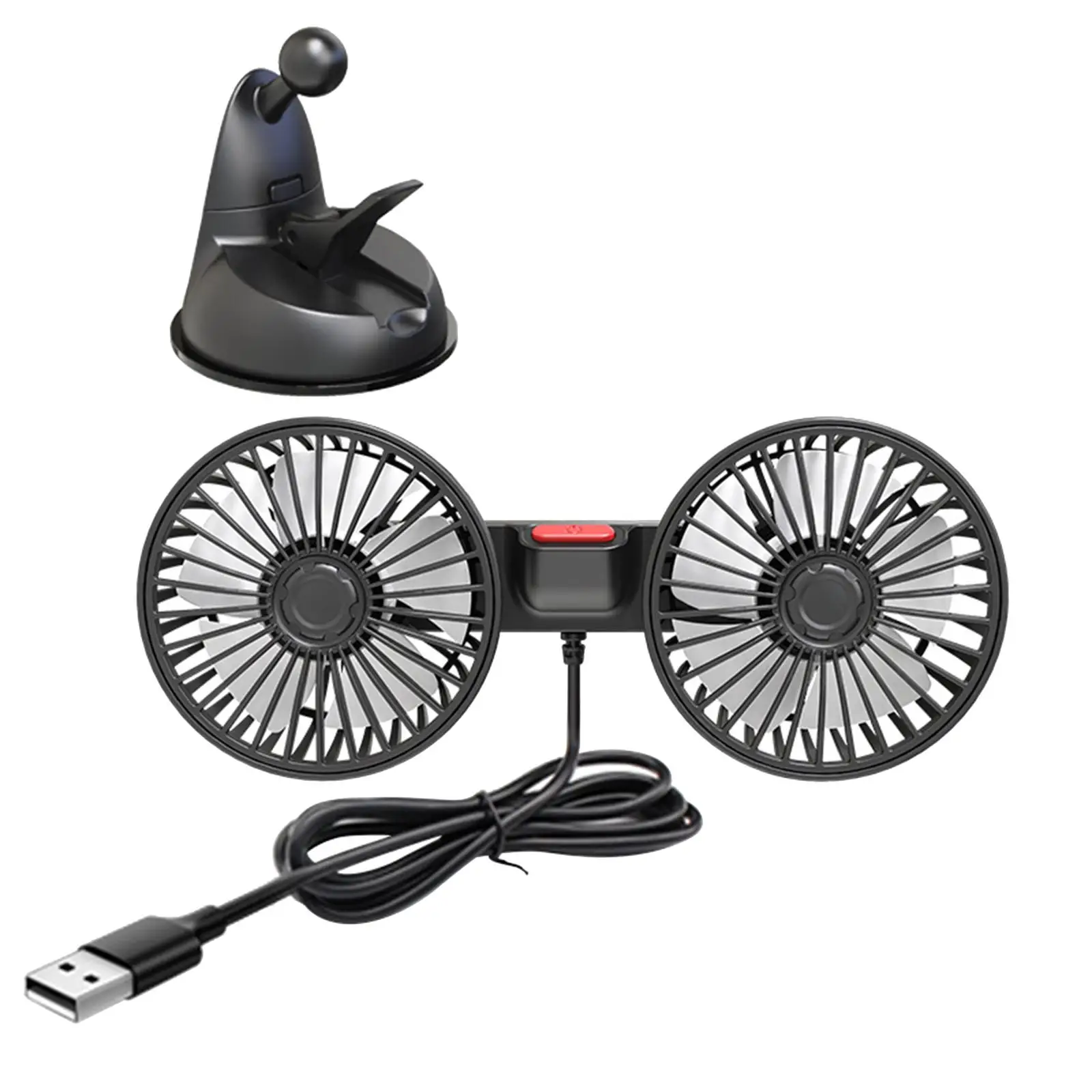 Car Fan Portable Vehicle Fan 5V 10W Wind Regulation 360 Degree Adjustable